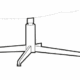 Dessin au trait d'un support à trois pieds avec une colonne centrale, dont la hauteur indiquée est de 26,5 unités. Canape Paris by Atelier Bis