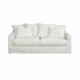 Canapé blanc Homesprit Biscarrosse avec quatre grands coussins de dossier et deux petits coussins latéraux, déhoussables pour faciliter le nettoyage, photographié sur un fond blanc. Canape Paris by Atelier Bis